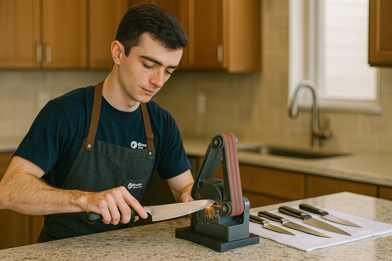 Professional kitchen knife sharpening